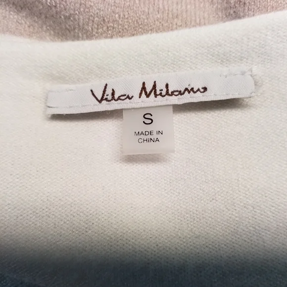 Vita Milano taupe and white stripes long sleeved sweater S - Picture 3 of 6